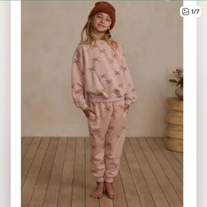 Rylee + Cru Pink Bow Kids Matching Set, size 6-7Y